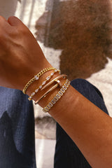 Gold Framed Baguette Eternity Bracelet