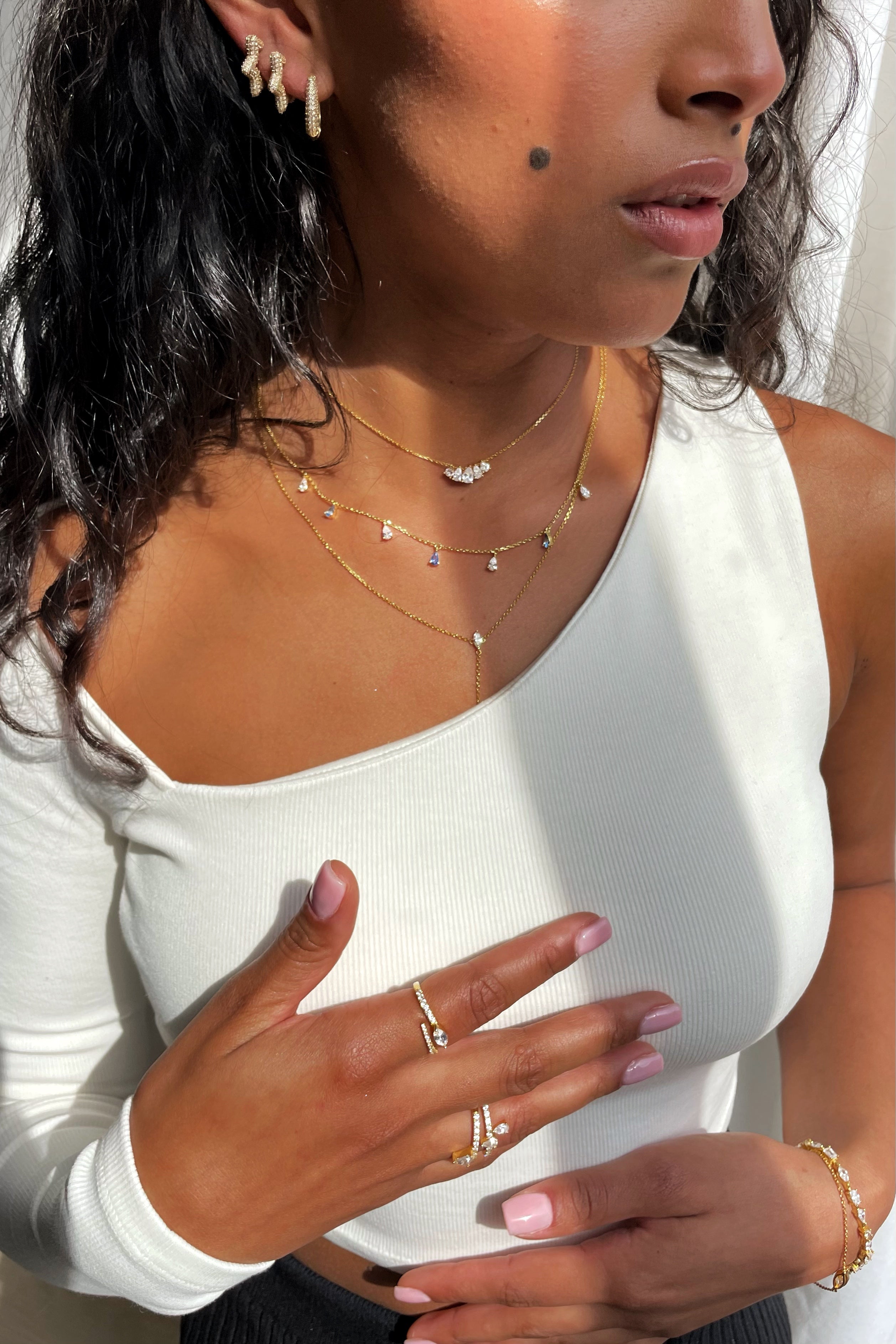 Jasmine Teardrop Charm Necklace عقد ياسمين بشكل دمعه