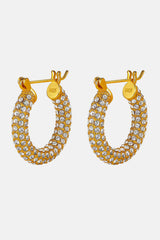 Sicily Medium Pavé Hoops - Gold